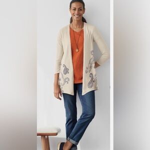 J.Jill Lightweight Paisley Cardigan Sweater Size Medium